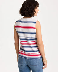 Cotton Button Trim Tank Passport Blue - Chico's