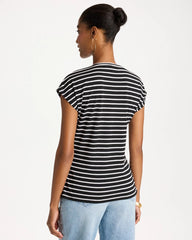 Striped Tie-Front Tee Black - Chico's