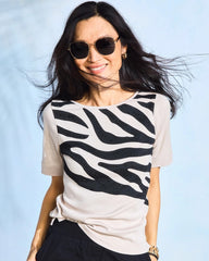 Zebra Pima Elbow Sleeve Tee Smokey Taupe - Chico's