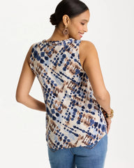 Printed Jersey Satin Tank Top Passport Blue - Chico's