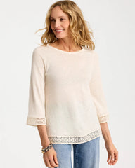 Linen Crochet Lace Tee Natural Cream - Chico's