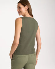 Knit Gauze Tank Kelp Forest - Chico's