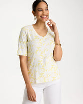 Printed Pima Elbow-Sleeve Tee Sage Lime - Chico's