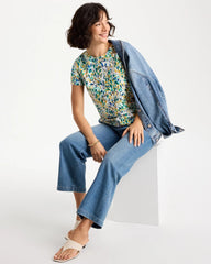 Printed Cotton Stretch Cap-Sleeve Tee Alabaster - Chico's