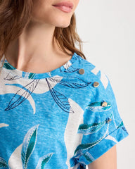 Printed Linen Button Tunic Blue Tide - Chico's