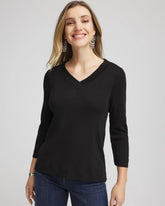 Pima Cotton 3/4 Sleeve Tee Black - Chico's