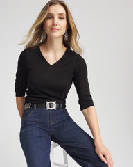 Pima Cotton 3/4 Sleeve Tee Black - Chico's