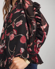 Georgette Celtic Blooms Blouse Black - Chico's