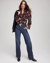Georgette Celtic Blooms Blouse Black - Chico's