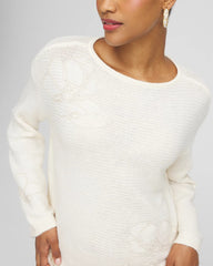 Tonal Embroidered Boatneck Pullover Sweater English Cream - Chico's