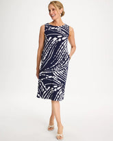 Jersey Knit Printed Shift Dress Passport Blue - Chico's