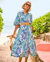 Palm Cotton-Rayon Slub Shirtdress Passport Blue - Chico's