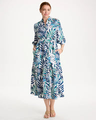 Palm Cotton-Rayon Slub Shirtdress Passport Blue - Chico's