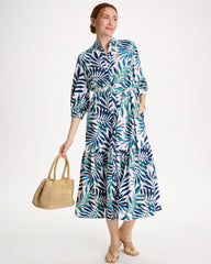 Palm Cotton-Rayon Slub Shirtdress Passport Blue - Chico's