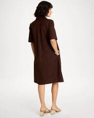 Embellished Linen Popover Dress Deep Brown - Chico's