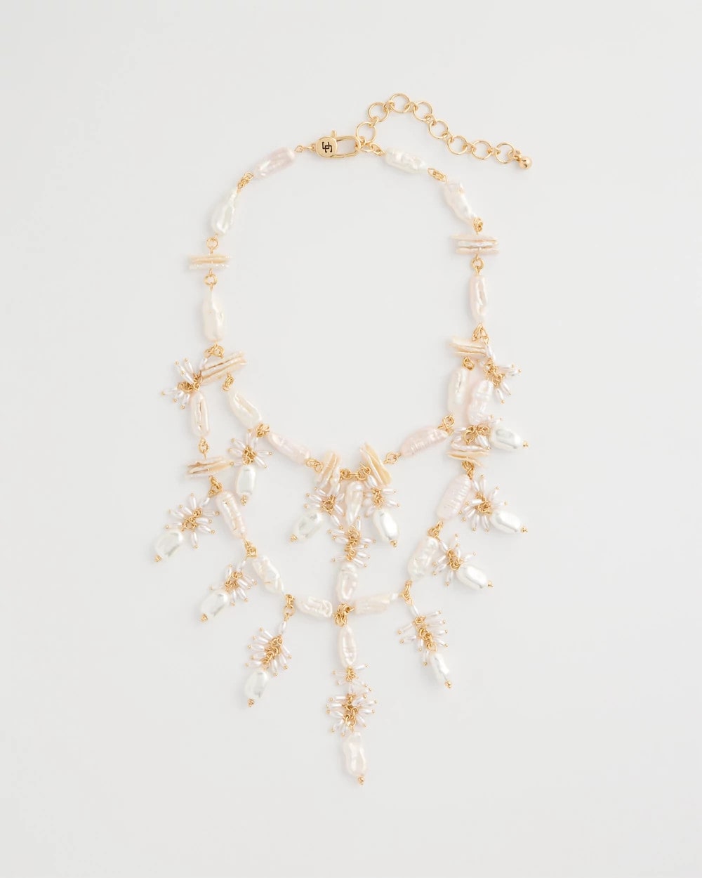 Chico's Originals Pearl Cluster Bib Necklace Pearl - Chico's