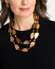Neutral Double Strand Geo Necklace Neutral - Chico's