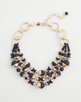 Gold & Navy Bead Necklace Navy - Chico's