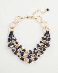 Gold & Navy Bead Necklace Navy - Chico's