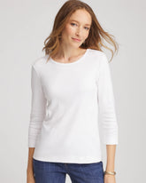 Pima Cotton Crewneck Button Tee Alabaster - Chico's