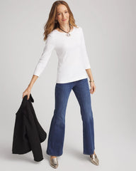 Pima Cotton Crewneck Button Tee Alabaster - Chico's