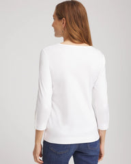 Pima Cotton Crewneck Button Tee Alabaster - Chico's