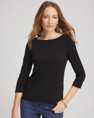 Pima Cotton 3/4 Sleeve Tee Black - Chico's