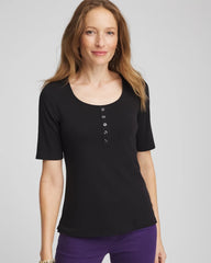 Pima Cotton Henley Tee Black - Chico's