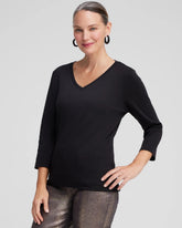 3/4 Sleeve V-Neck Tee Black - Chico's