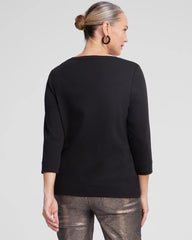3/4 Sleeve V-Neck Tee Black - Chico's