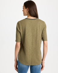 Cotton Slub V-Neck Tee Lichen - Chico's
