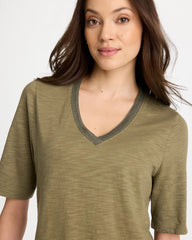 Cotton Slub V-Neck Tee Lichen - Chico's