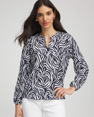 Zebra Waves Crinkle Top Passport Blue - Chico's