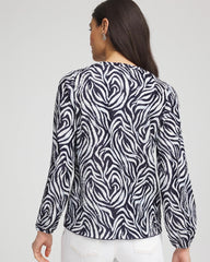 Zebra Waves Crinkle Top Passport Blue - Chico's