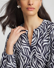 Zebra Waves Crinkle Top Passport Blue - Chico's