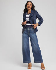 Pima Striped Button Sleeve Tee Passport Blue - Chico's