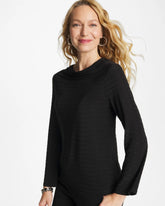 Textured Long Sleeve Cowlneck Tee Black - Chico's