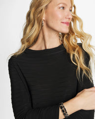 Textured Long Sleeve Cowlneck Tee Black - Chico's