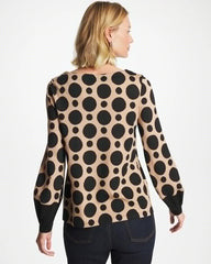 Ponte Poplin Polka-Dot Top Cattail Brown - Chico's