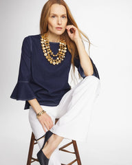 Indigo Denim Trumpet Sleeve Top Denim - Chico's