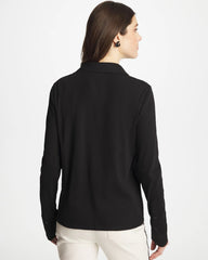 Collared Rib Mix Henley Black - Chico's
