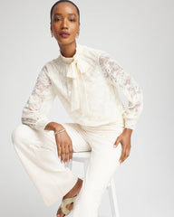 Tie-Neck Banded-Bottom Top English Cream - Chico's