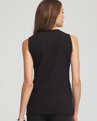 Sequin Beaded Notch Neck Tank Black - Chico's