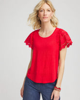 Linen Embroidered Lace Tee Red Glow - Chico's
