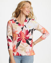 Pima Cotton 3/4 Sleeve Tee Folkloric Red - Chico's