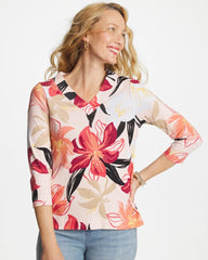 Pima Cotton 3/4 Sleeve Tee Folkloric Red - Chico's