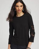 Heart Sleeve Detail Tee Black - Chico's