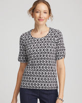 Printed Pima Elbow Sleeve Tee Black - Chico's