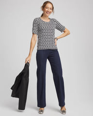 Printed Pima Elbow Sleeve Tee Black - Chico's