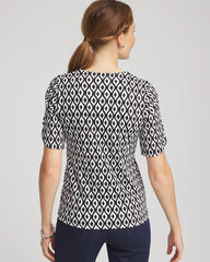 Printed Pima Elbow Sleeve Tee Black - Chico's